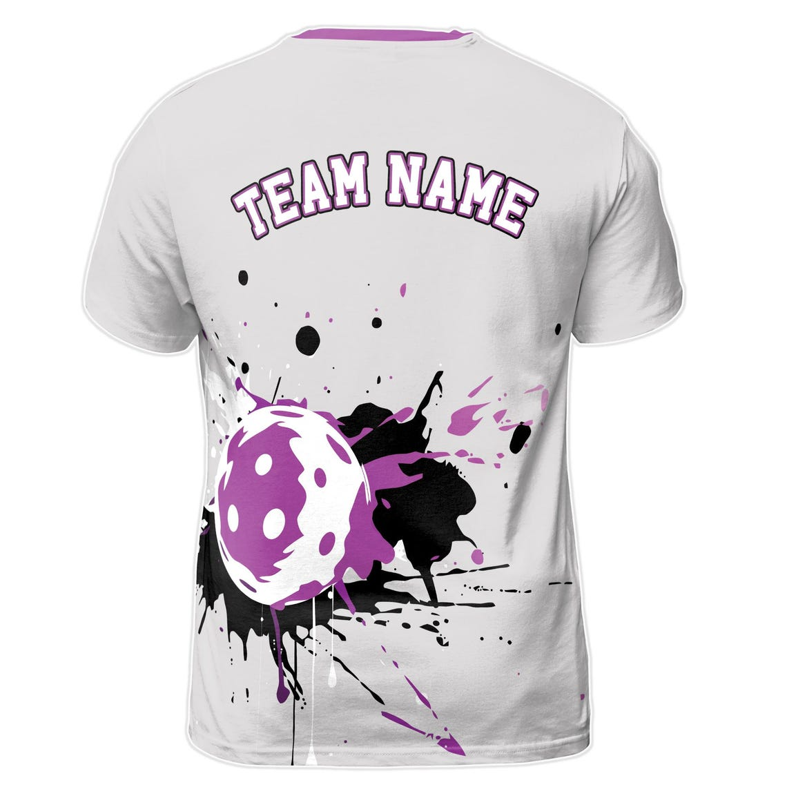 Customized Name Purple Grey Spatter Color Pickleball Men's 3D T-Shirt S-5XL