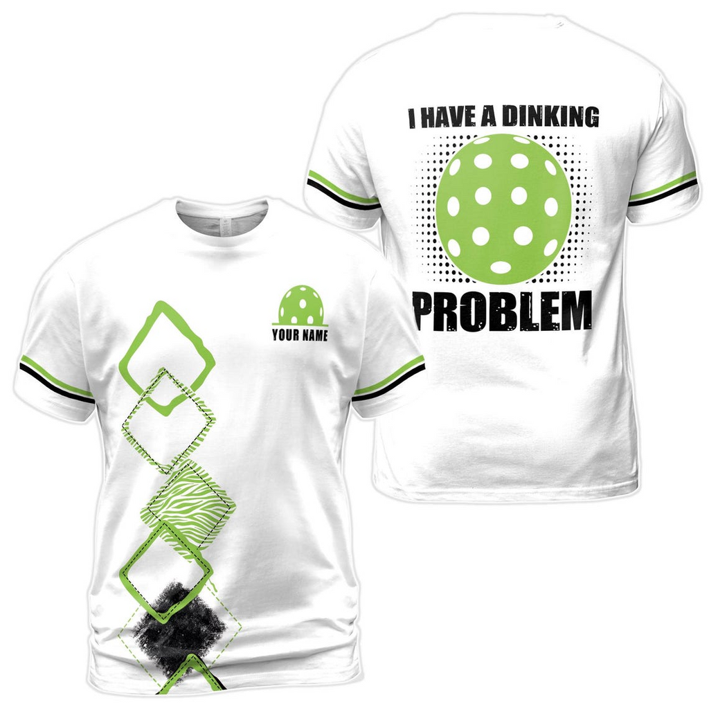Custom Name I Having A Drinking Problem Argyle Pickleball Men's 3D T-Shirt S-5XL