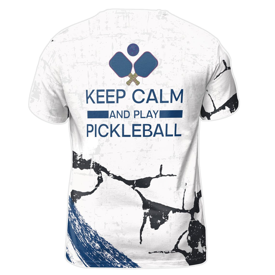 Custom Name Keep Calm And Play Pickleball Blue Men's 3D T-Shirt S-5XL