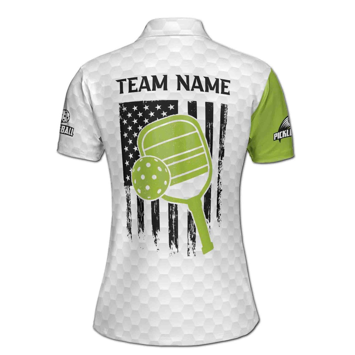 Personalized Name Team America Flag Pickleball Lover Women's Polo Shirt (S-5XL)