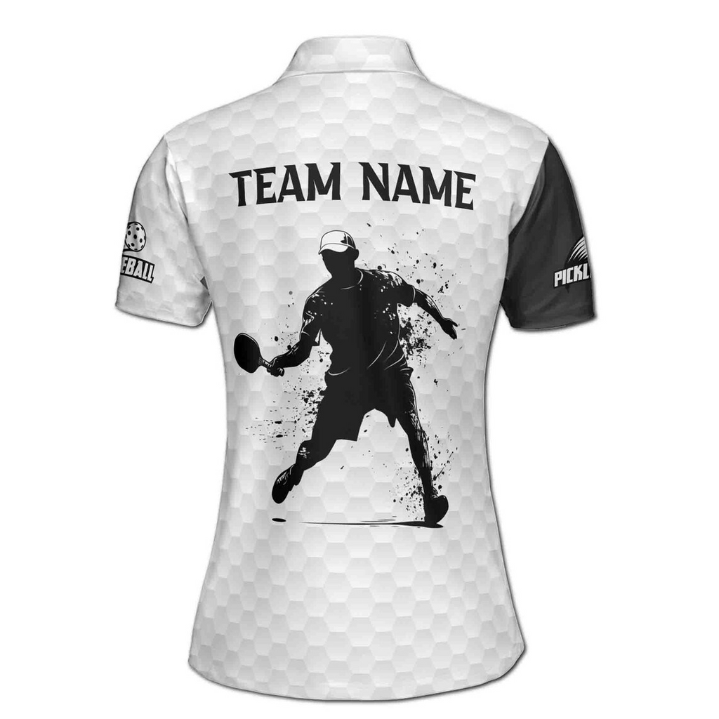 Personalized Name Team Silhouette Plays Pickleball Women's Polo Shirt (S-5XL)