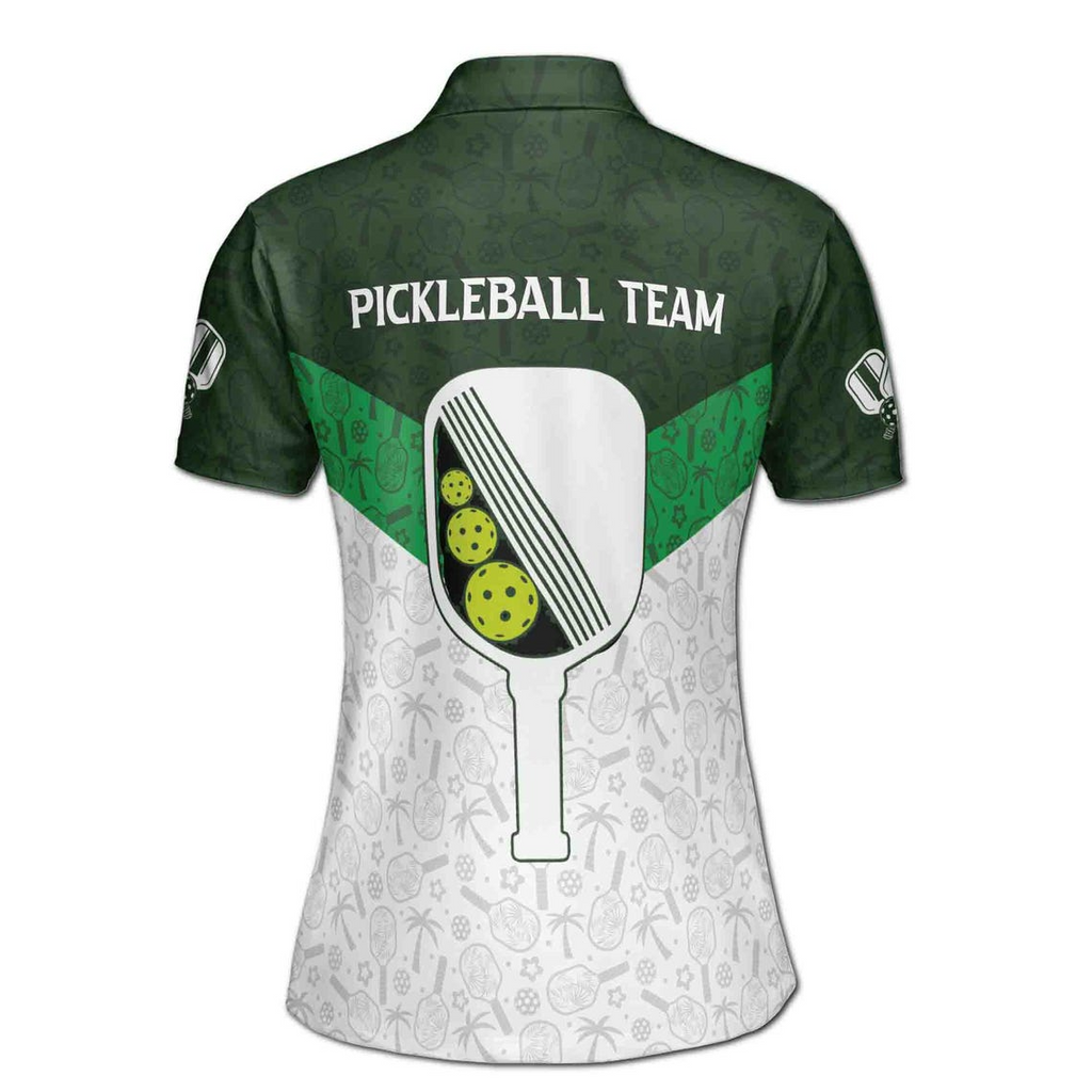Custom Name Team Funny Hawaiian Pattern Pickleball Lover Women's Polo Shirt (S-5XL)
