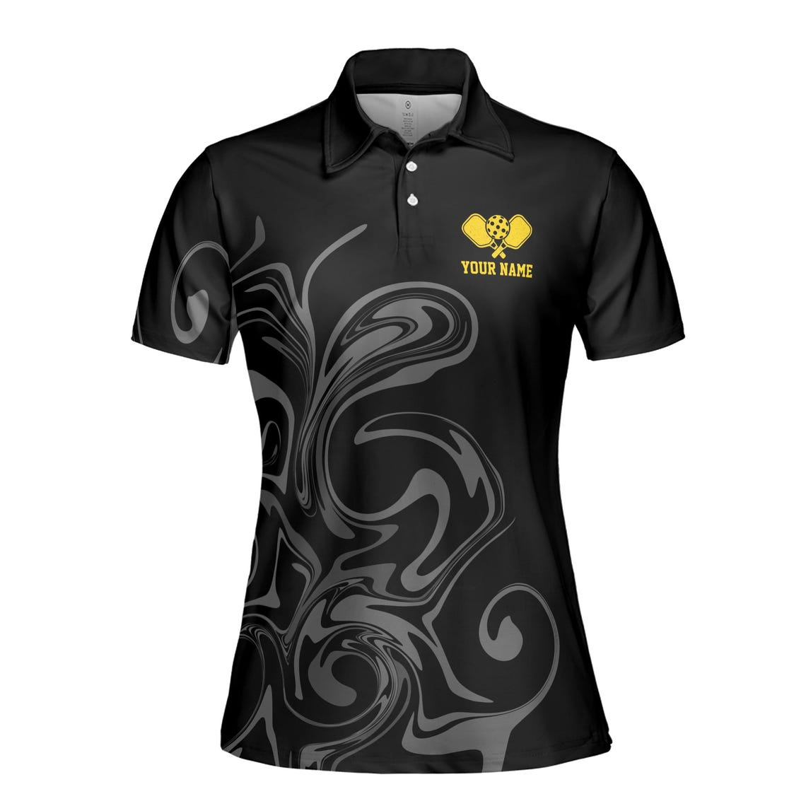 Custom Name Peace Love Pickleball Marble Pattern Women's Polo Shirt (S-5XL)