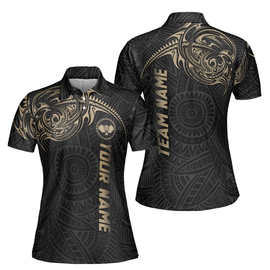 Customized Player Viking Tribal Pattern Team Pickleball Women's Polo Shirt (S-5XL)