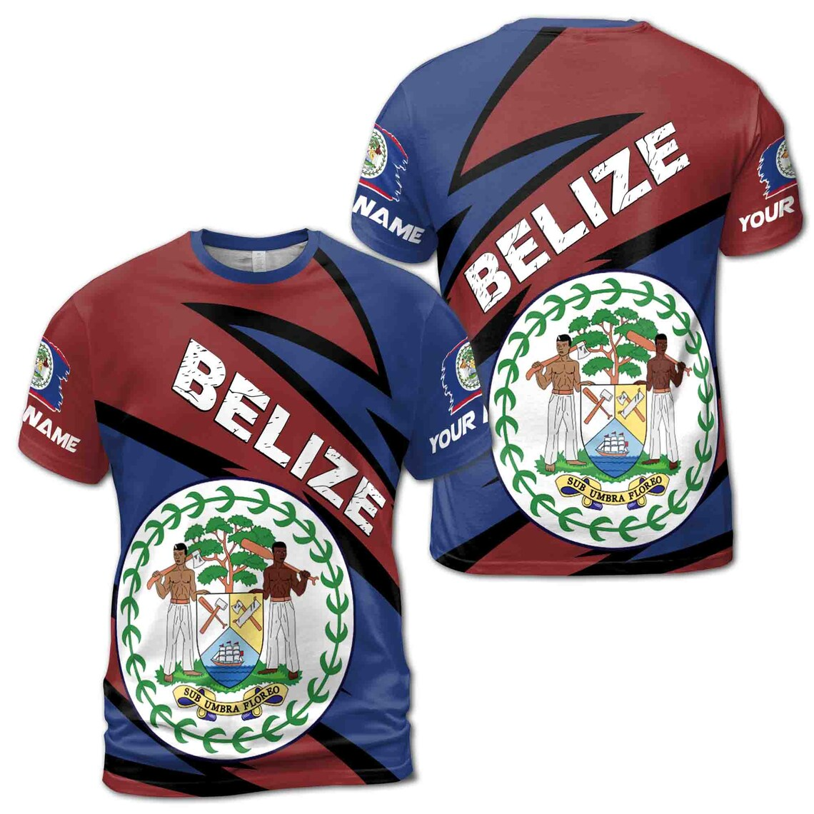 Customized Belize Coat Of Arms Men's 3D T-shirt S-5XL