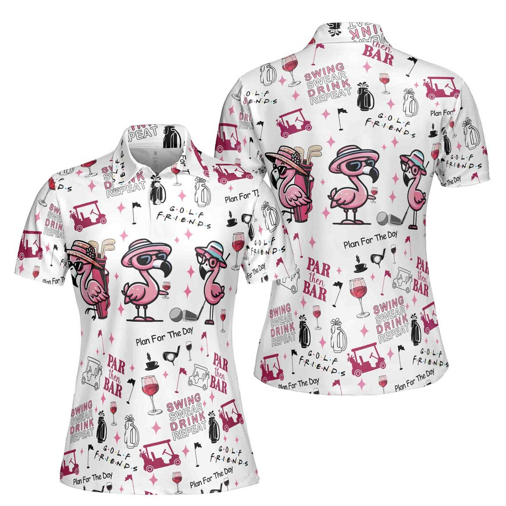 Funny Adorable Flamingo Par Then Bar Women's Polo Shirt (S-5XL)