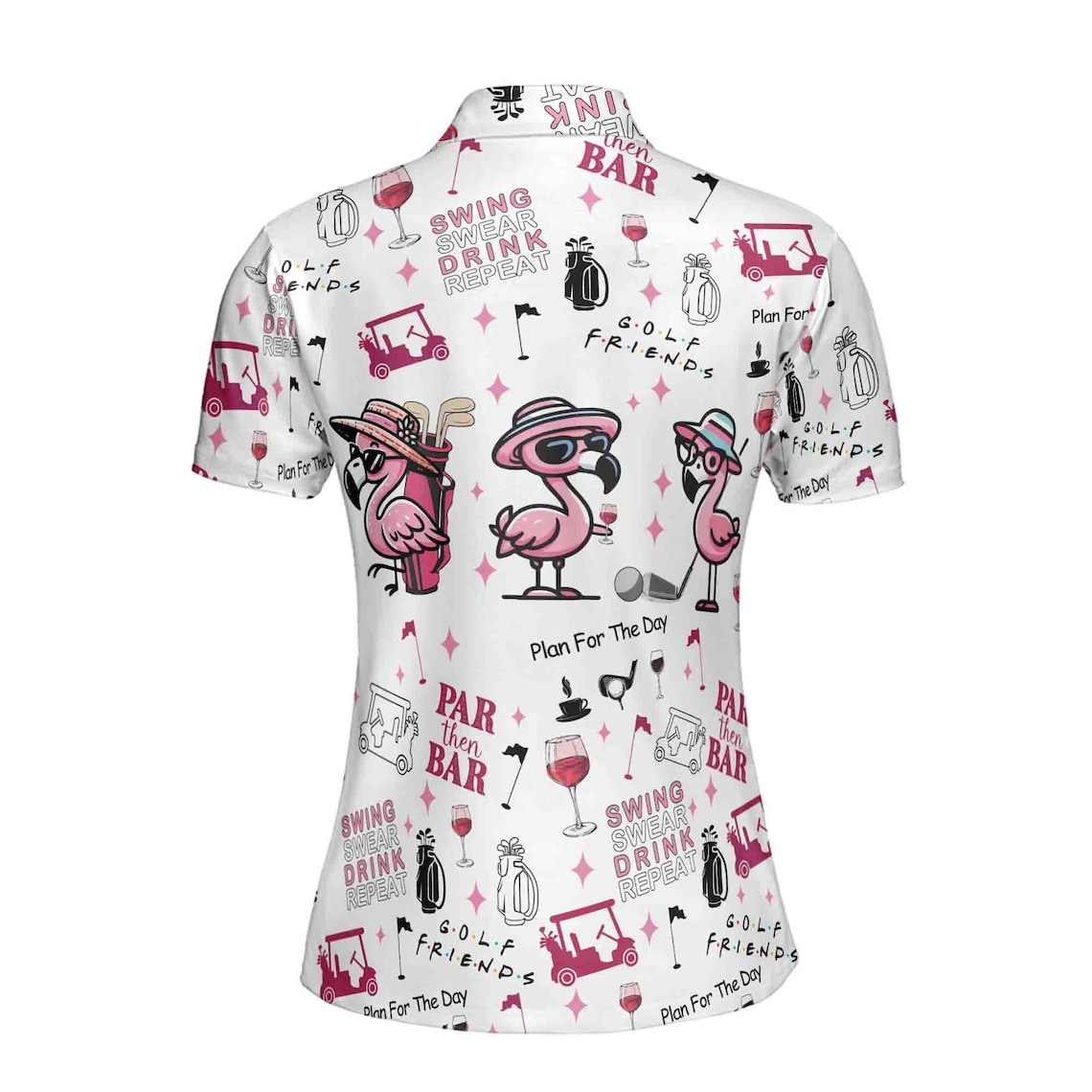 Funny Adorable Flamingo Par Then Bar Women's Polo Shirt (S-5XL)