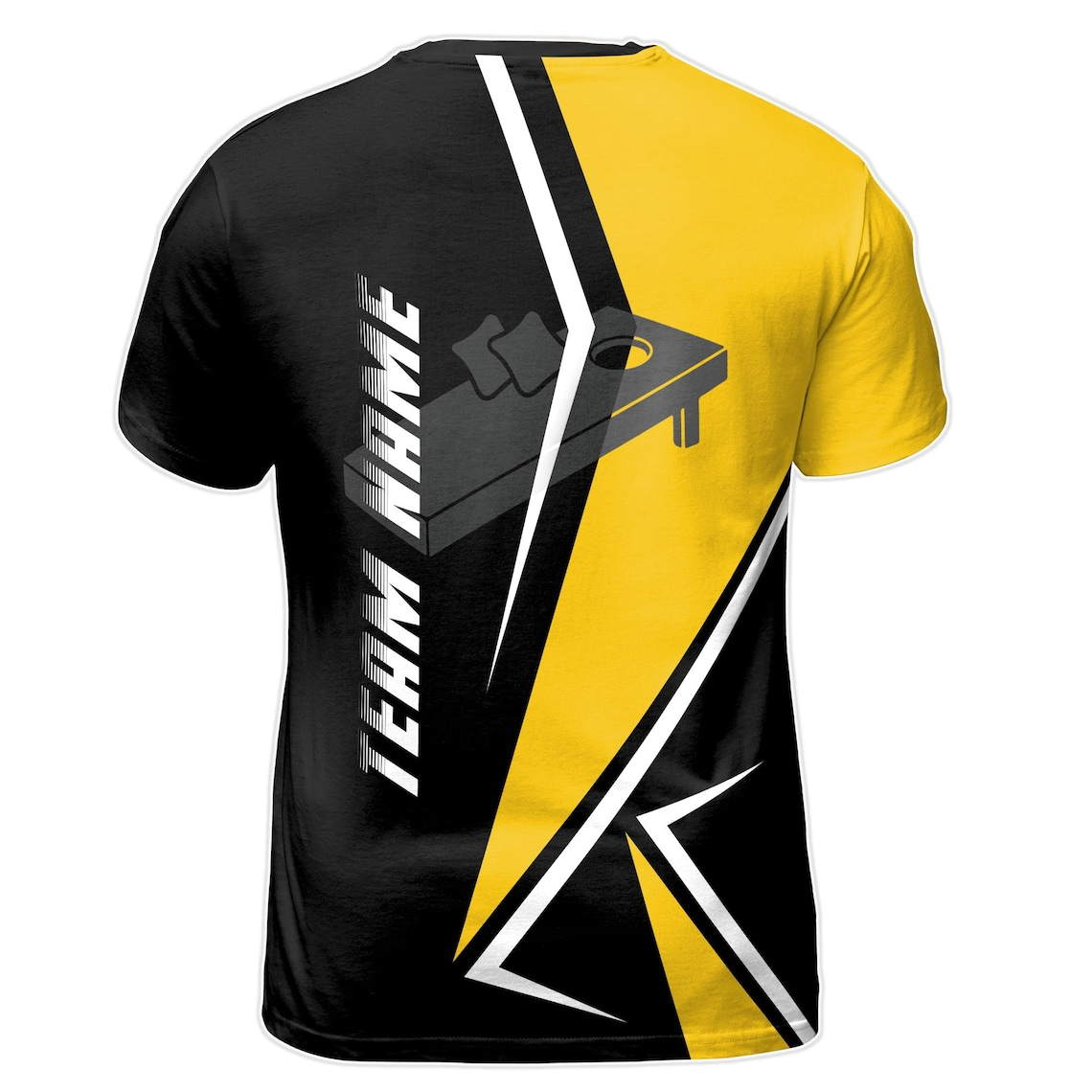 Funny Custom Name Cornhole Team Black and Gold Men's 3D T-shirt S-5XL