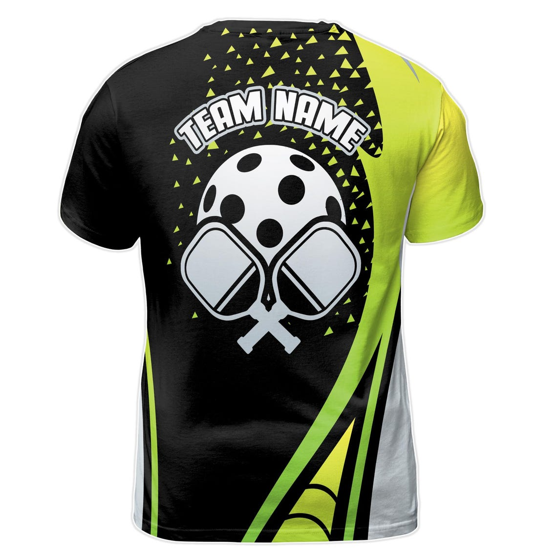 Custom Name Pickleball Team Name Green Triangle Pattern Men's 3D T-shirt (S-5XL)