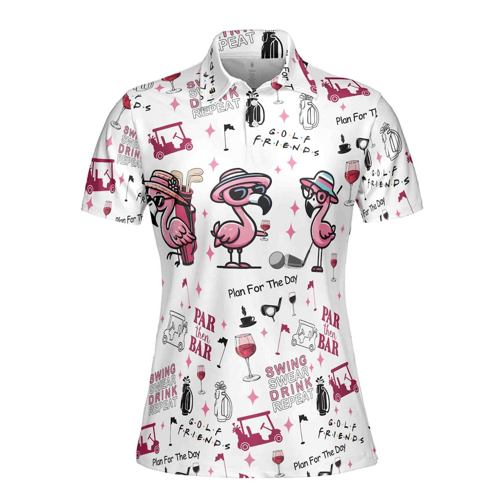 Funny Adorable Flamingo Par Then Bar Women's Polo Shirt (S-5XL)
