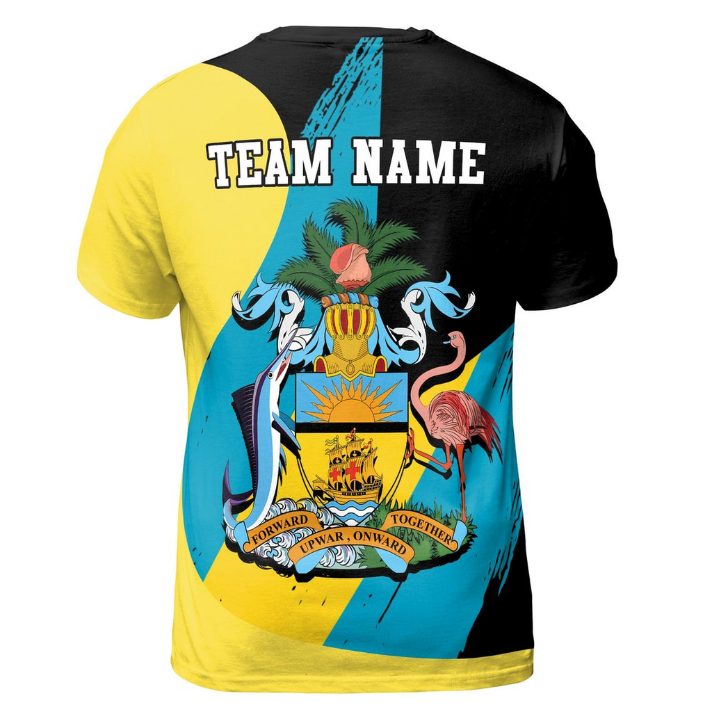 Custom Name Belize Flag Coat Of Arms Patriotic Yellow Black Blue 3D T-shirt S-5XL