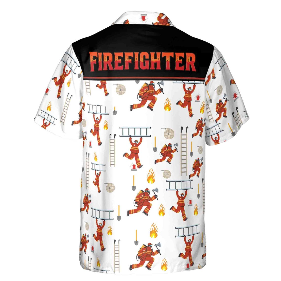 Custom Name Firefighter And Equipments Theme Pattern White Hawaiian Shirts (S-5XL)