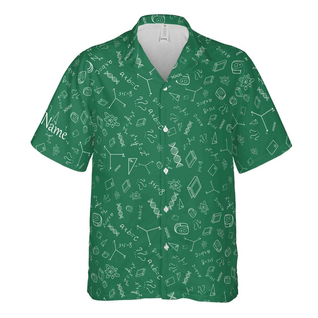 Custom Name Mathematics Chemistry Physics Equations Pattern Hawaiian Shirts (S-5XL)