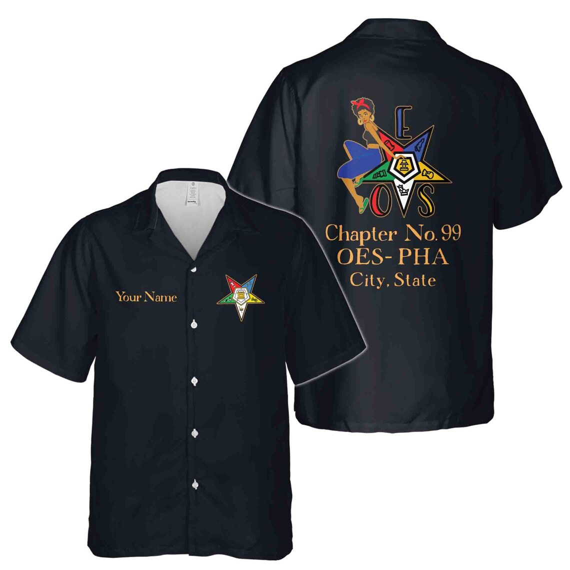 Custom Your Chapter OES Order of The Eastern Star Sistar Hawaiian Shirts (S-5XL)