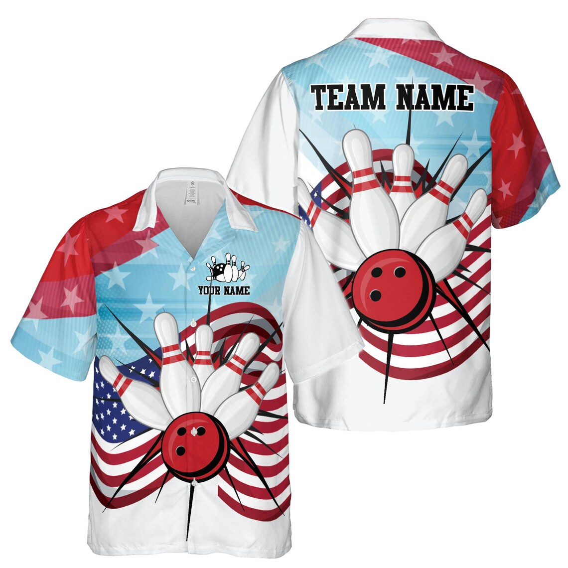 Personalized American Bowling Team Play Hawaiian Shirts (S-5XL)