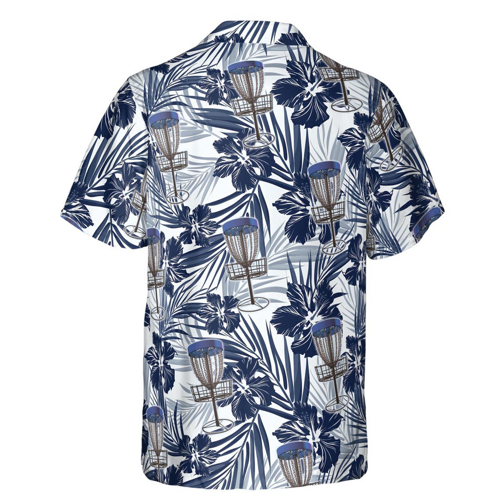 Customize Name Disc Golf Floral Pattern Blue White Hawaiian Shirts (S-5XL)
