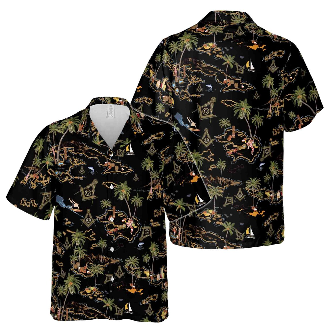Masonic Tropical Freemasonry Palm Island Freemason Hawaiian Shirts (S-5XL)