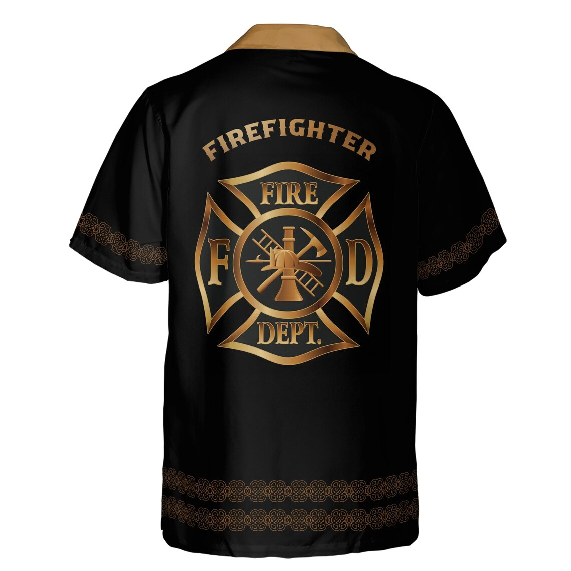 Customize Name Ireland Flag Firefighter Department Black Hawaiian Shirts (S-5XL)