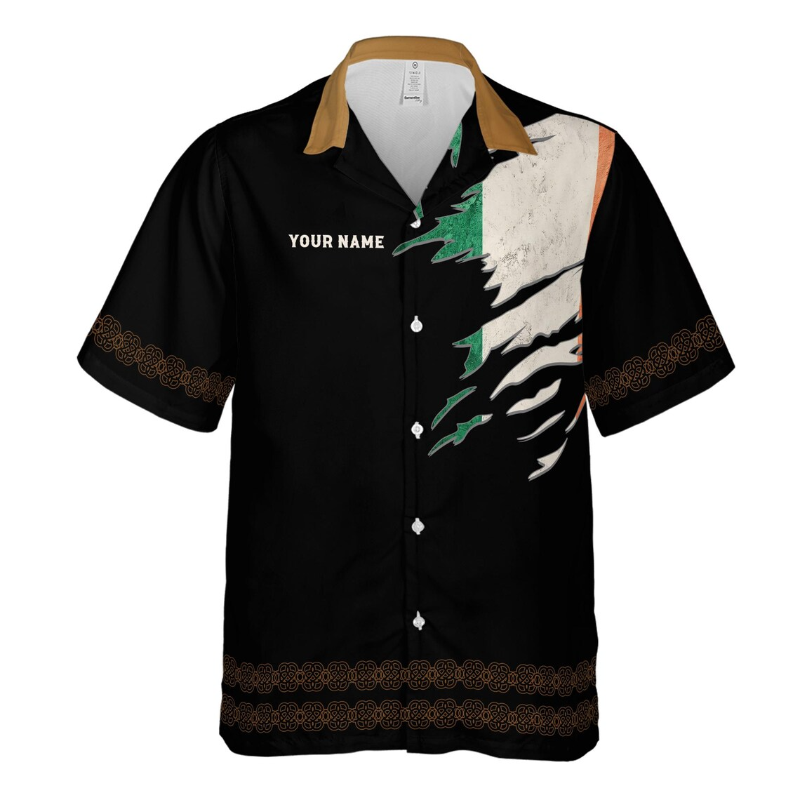 Customize Name Ireland Flag Firefighter Department Black Hawaiian Shirts (S-5XL)