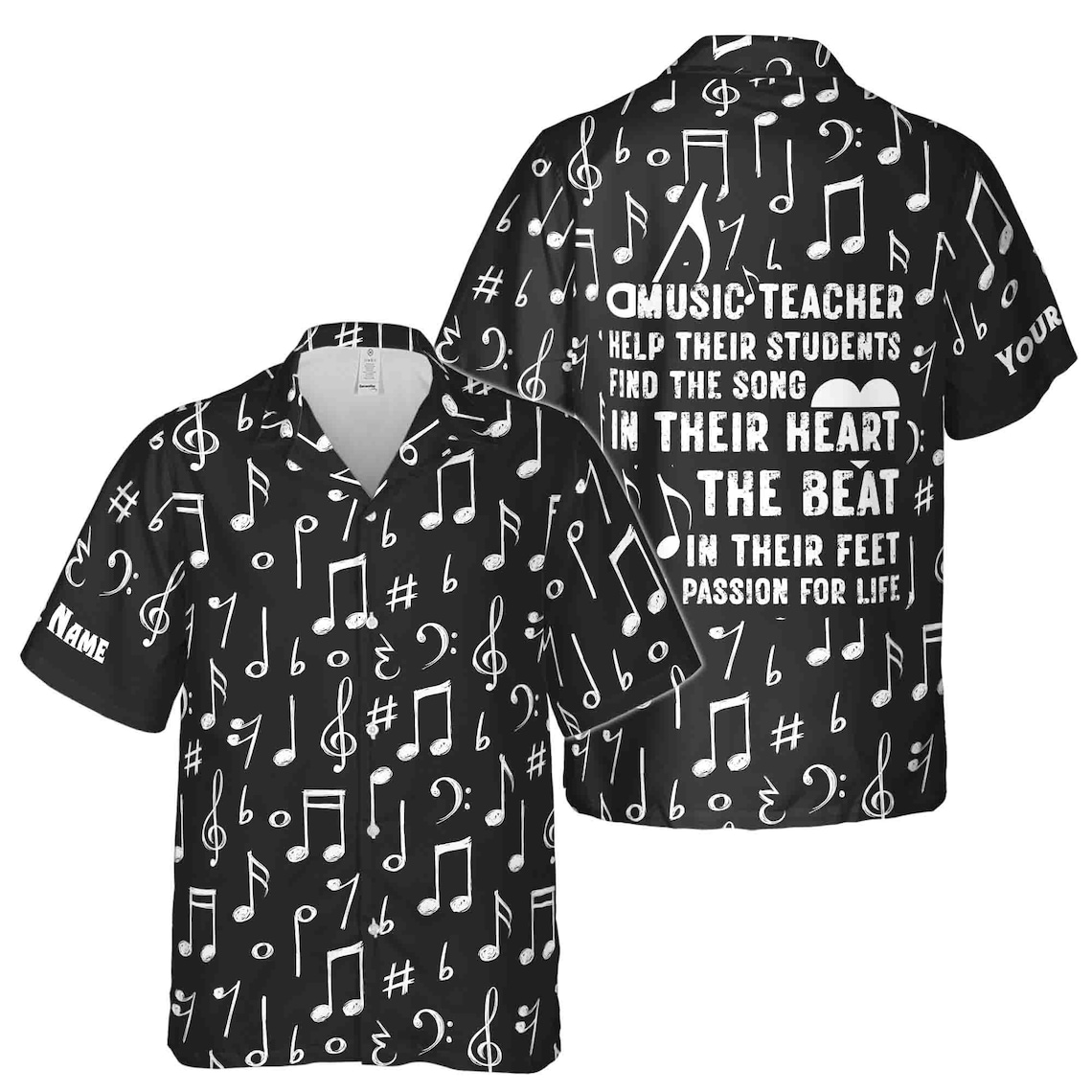 Custom Music Notes Hawaiian Shirts, Teacher Gift