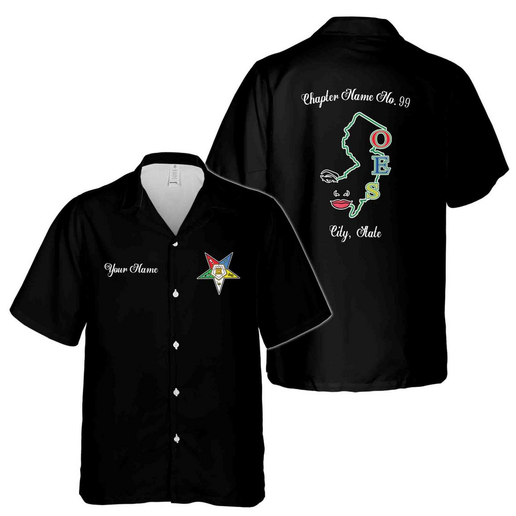 Customized OES Order of the Eastern Star With State Map Line Hawaiian Shirt (S-5XL)