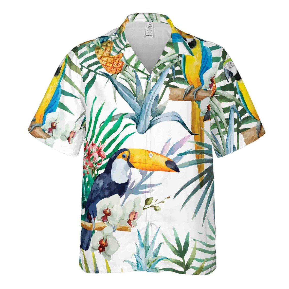 Funny Aloha Parrot Bird Tropical Forest Hawaiian Shirts (S-5XL) for Men and Women