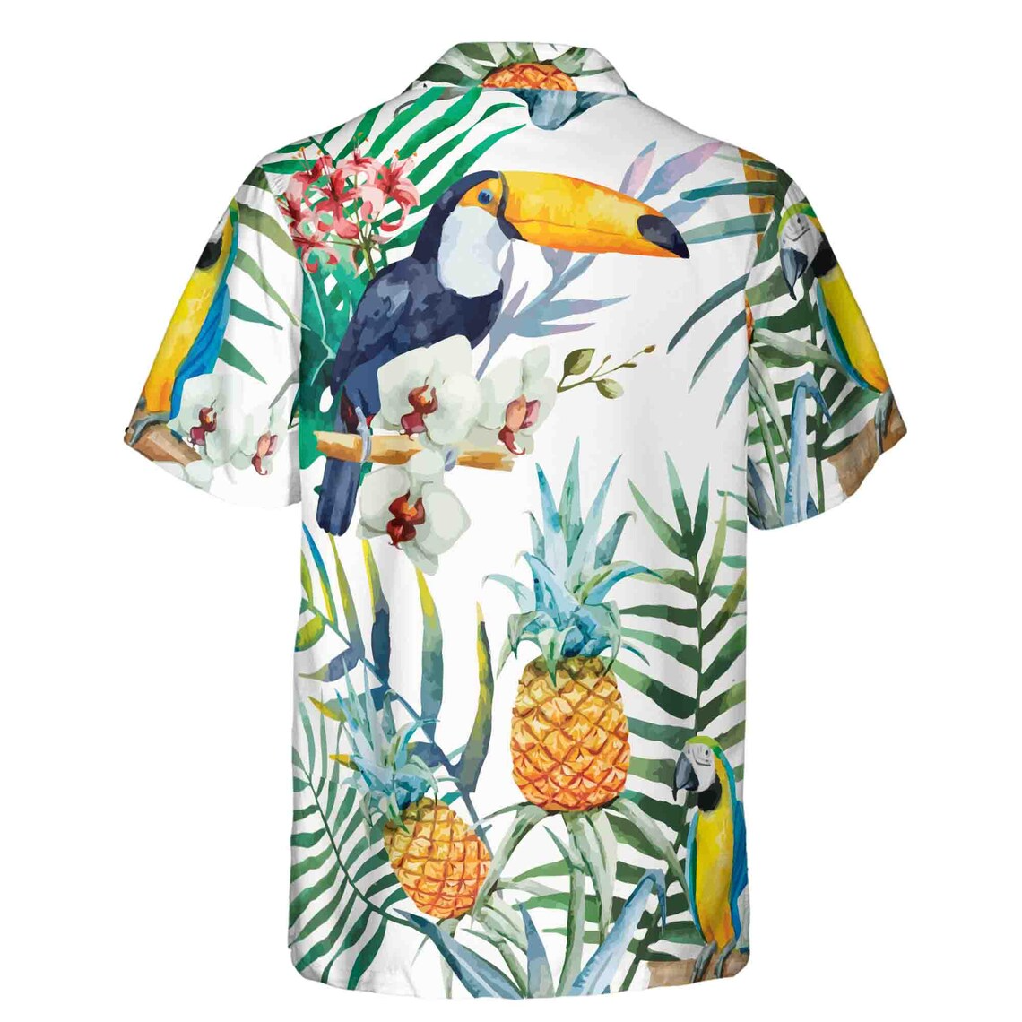 Funny Aloha Parrot Bird Tropical Forest Hawaiian Shirts (S-5XL) for Men and Women