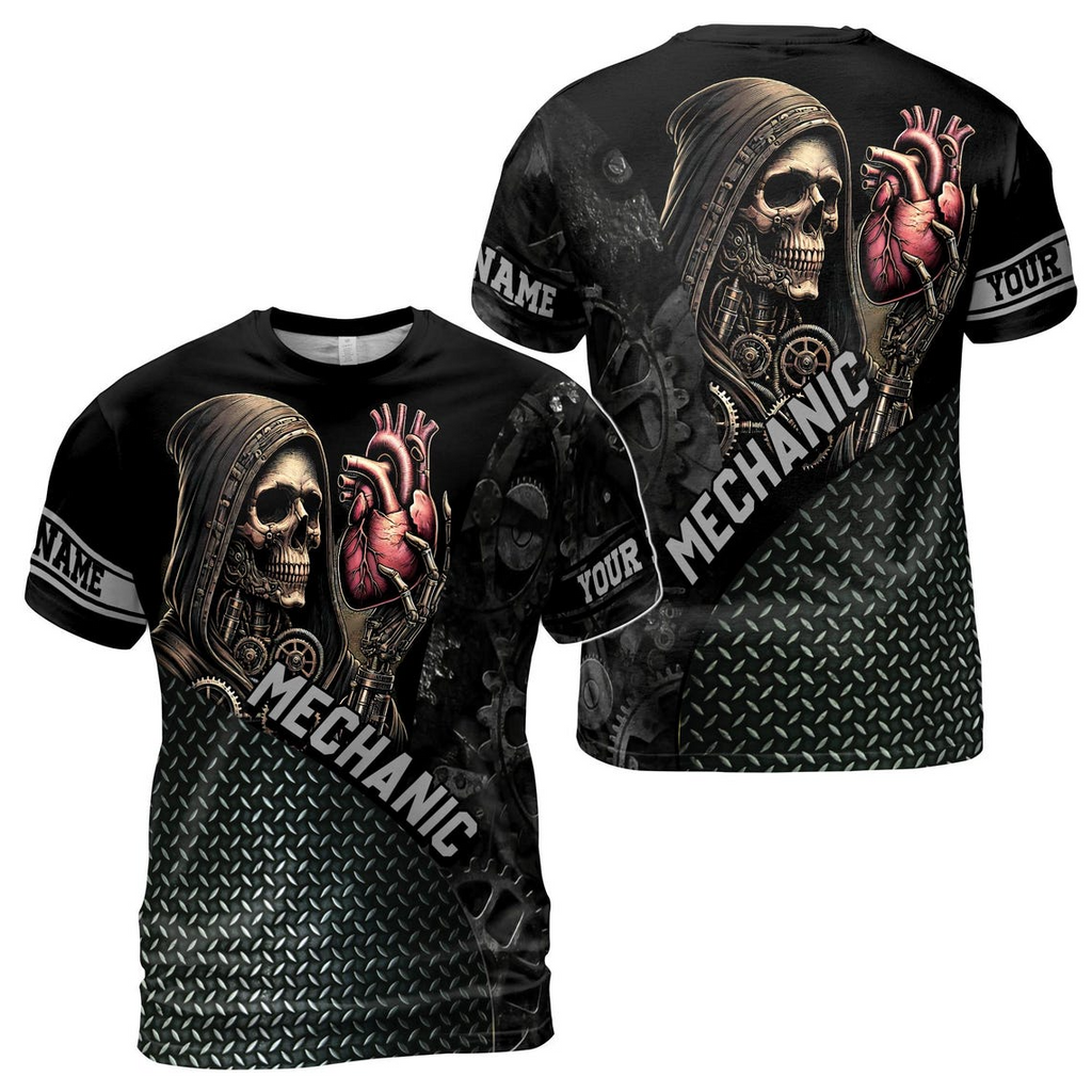 Customize Name Electrician Skull Hand Lightning Metal Pattern Black Yellow 3D T-Shirt (S-5XL)