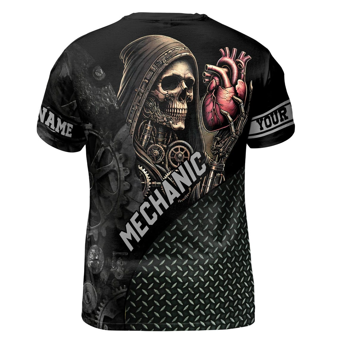 Customize Name Electrician Skull Hand Lightning Metal Pattern Black Yellow 3D T-Shirt (S-5XL)