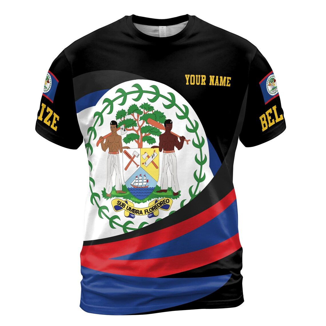 Custom Team Name Belize Flag 3D T-Shirt