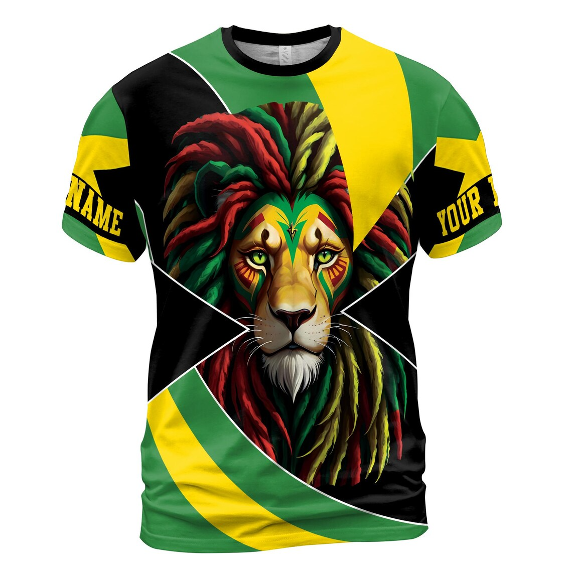 Customize Name Jamaica Flag Lion Jamaican Pattern Colorful 3D T-Shirt S-5XL