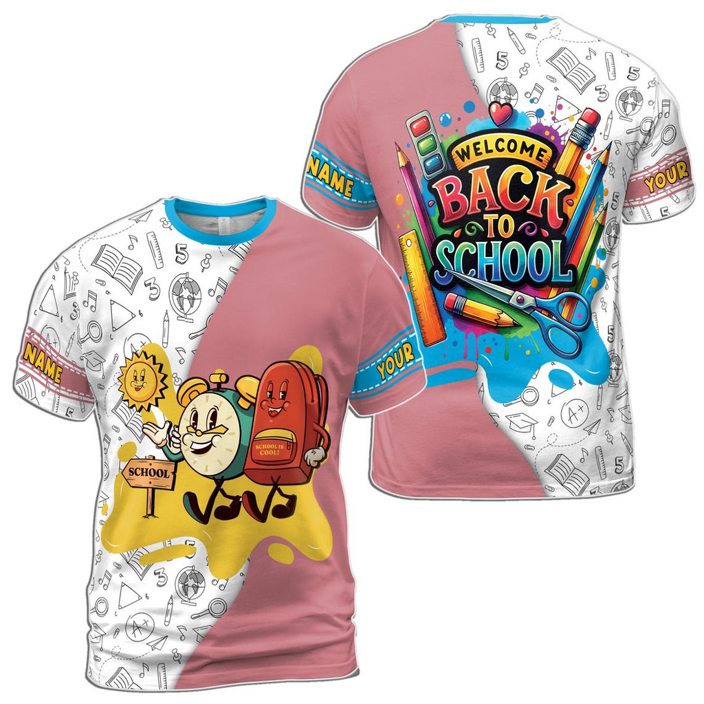 Personalized Back to School T-Shirt: Cartoon Student 3D Design (S-5XL)