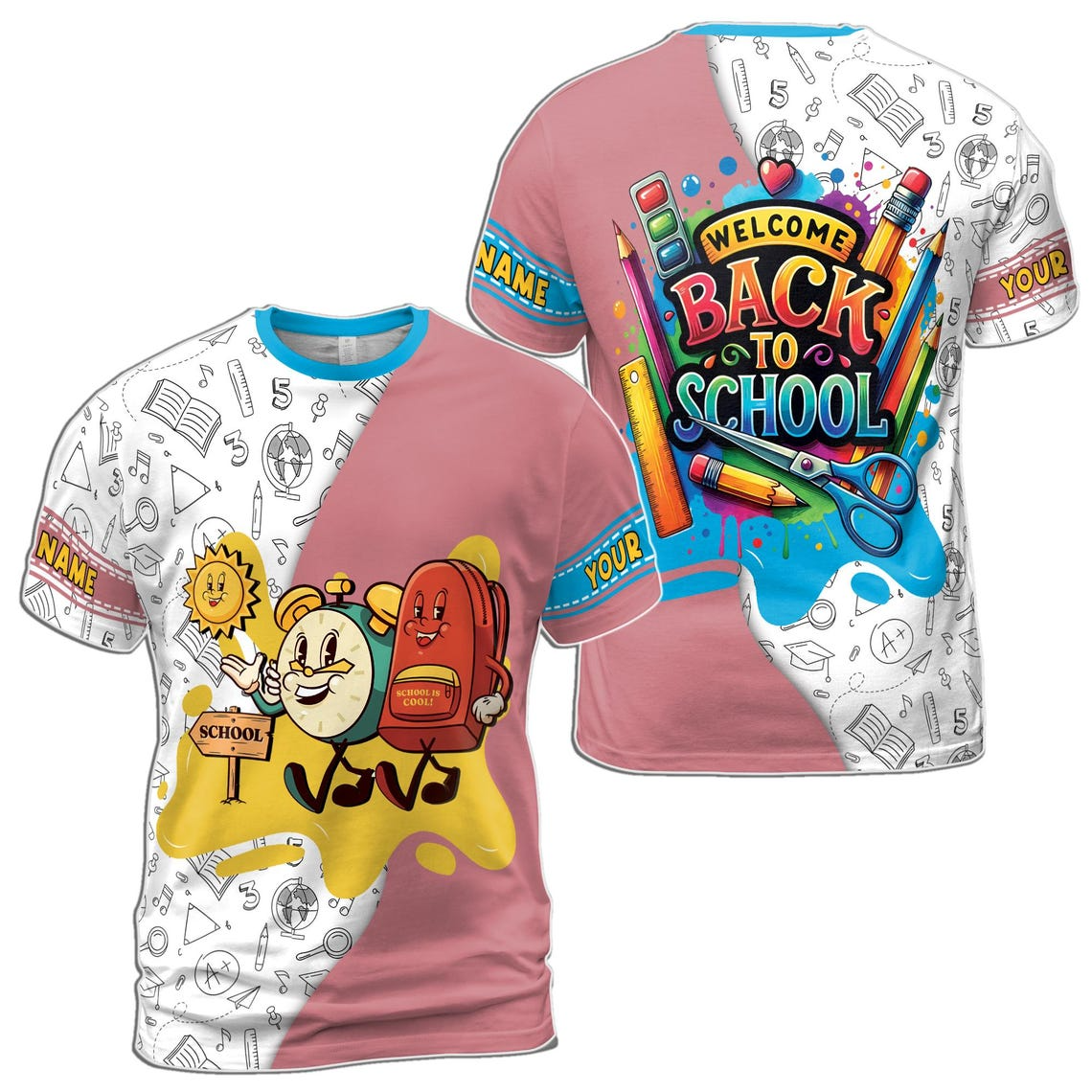 Personalized Back to School T-Shirt: Cartoon Student 3D Design (S-5XL)