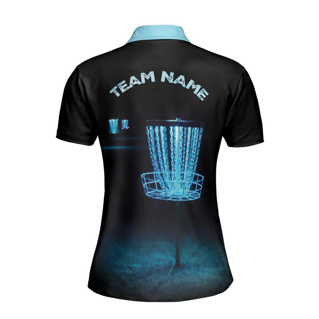 Customize Team Name Disc Golf Lighting Sport Black Blue Women's Polo Shirt (S-5XL)