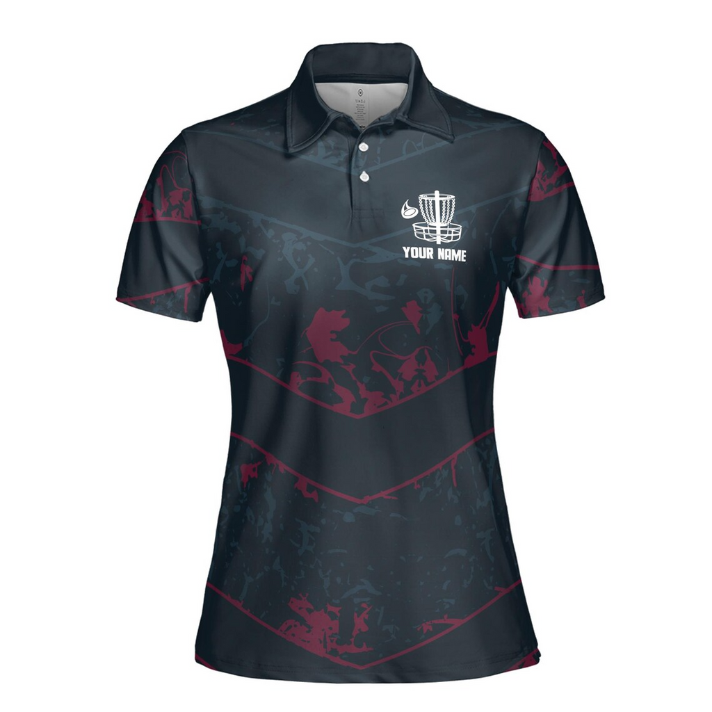 Customize Team Name Disc Golf Tree Roots Paint Splashes Black Women's Polo Shirt (S-5XL)