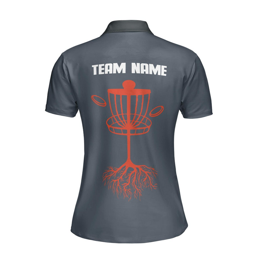 Customize Team Name Disc Golf Tree Roots Gray Orange Women's Polo Shirt (S-5XL)