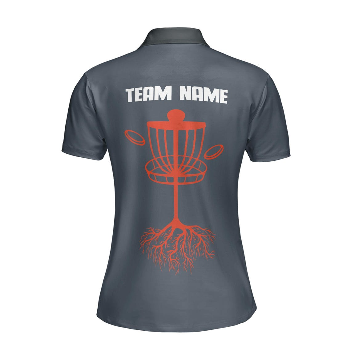 Customize Team Name Disc Golf Tree Roots Gray Orange Women's Polo Shirt (S-5XL)