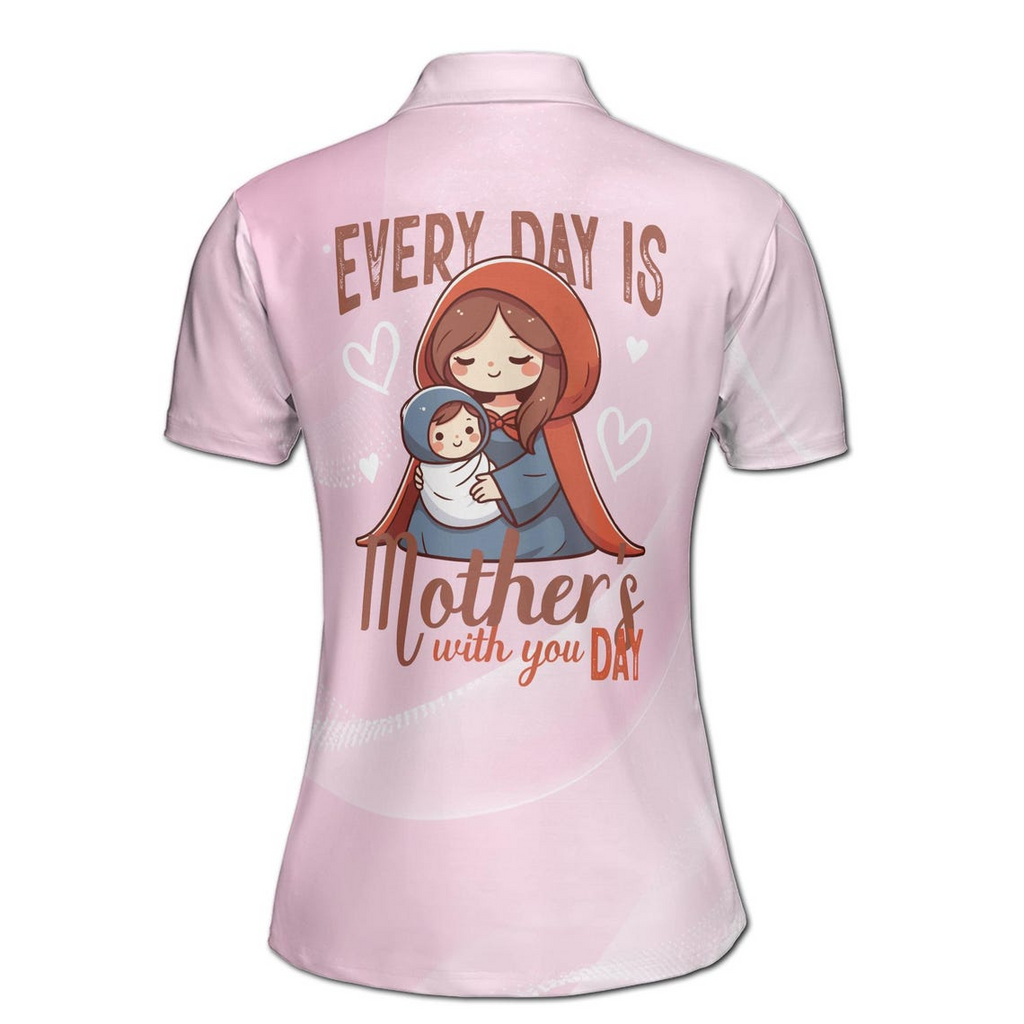 Personalized Mom Heart Pink Polo Shirt: Custom Quote, Mother's Day Gift