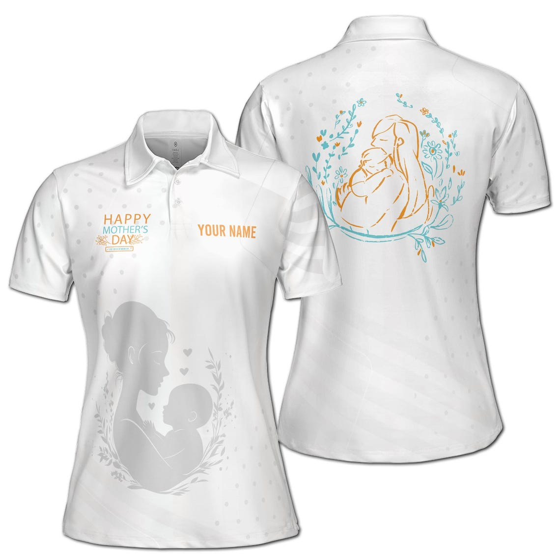 Customizable Mother & Baby Polo Shirt: Personalized Women's Athletic Wear
