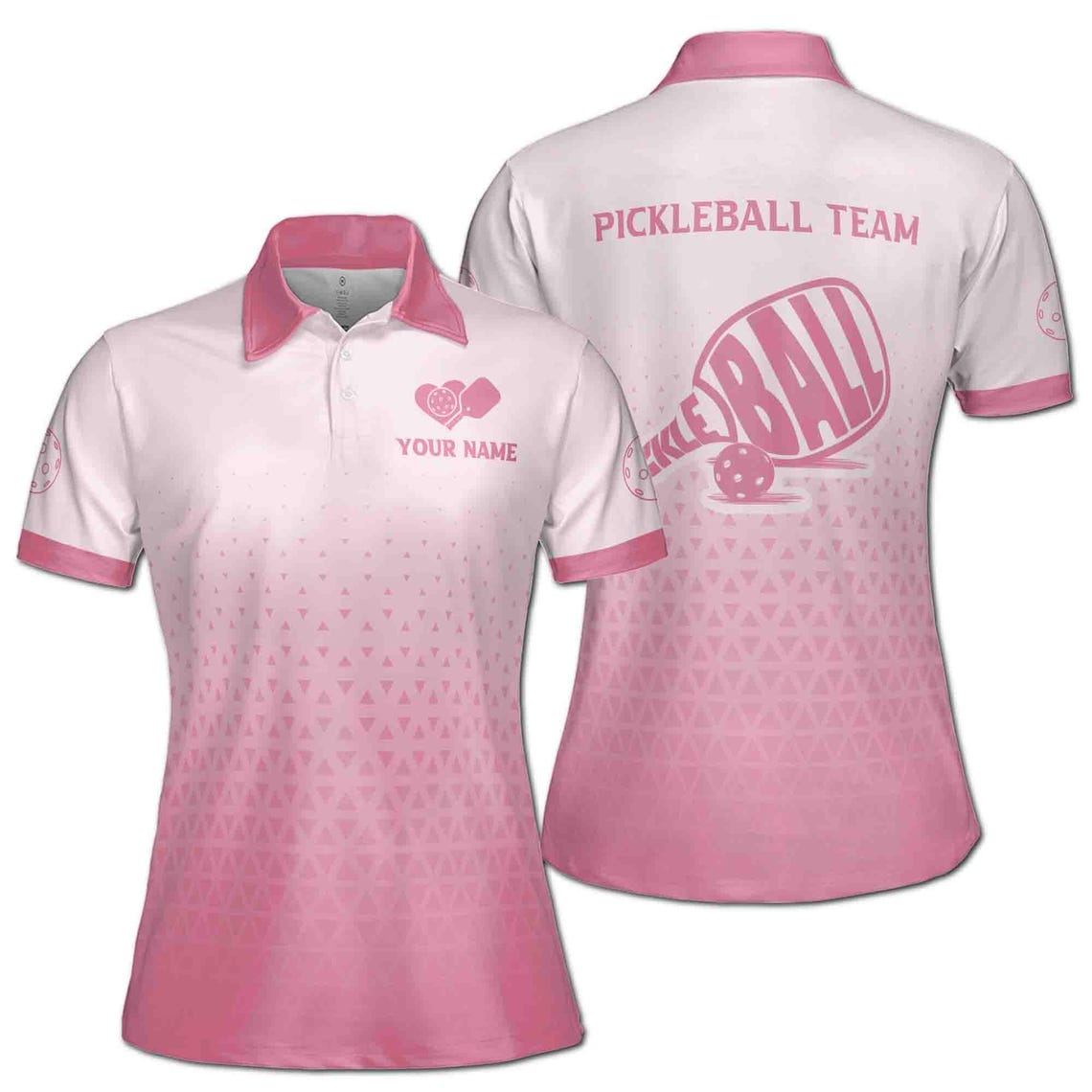 Customize Team Name Pickleball Paddle Light Pink Women's Polo Shirt (S-5XL)