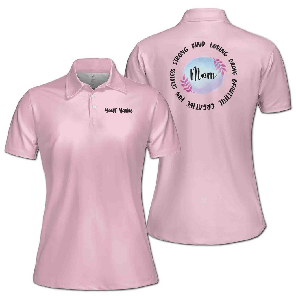 Custom Name Mom Quote Pink Polo Shirt - Women's Activewear