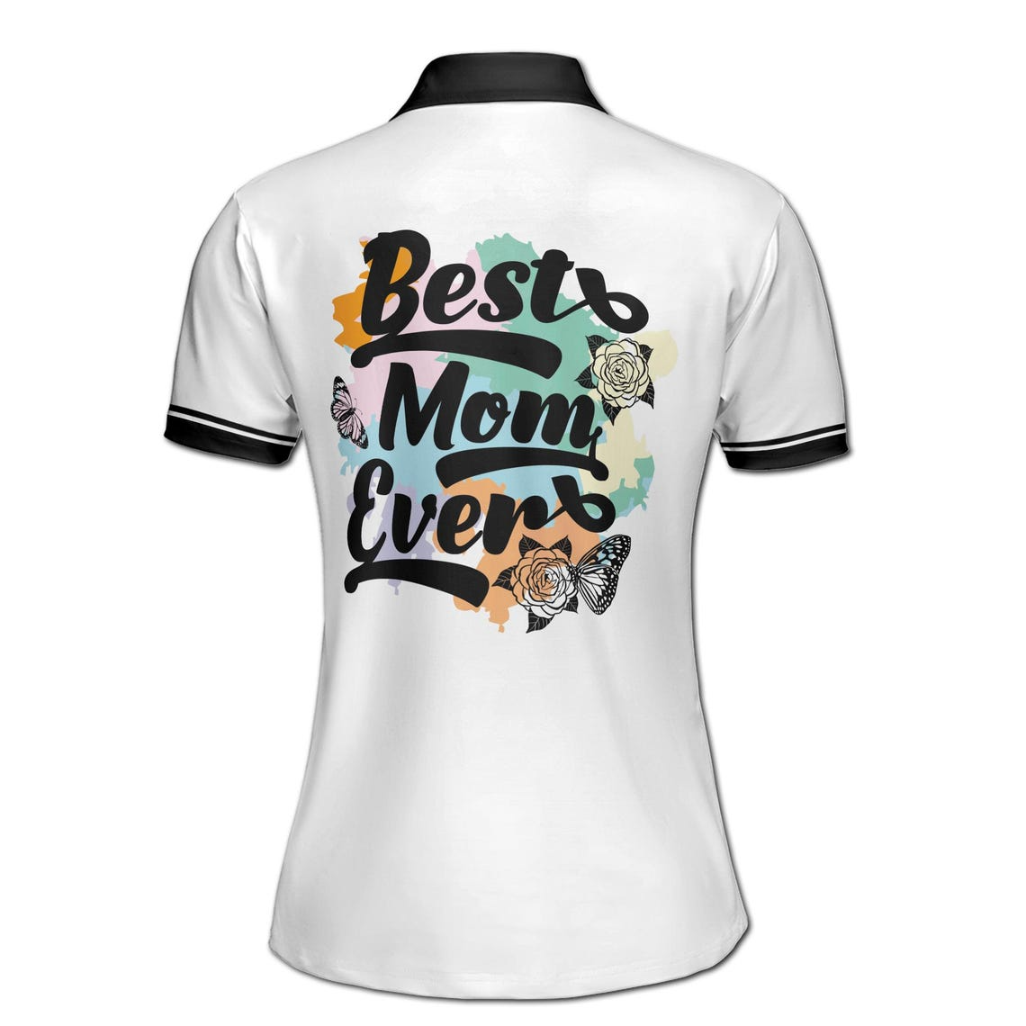 Customizable Mother's Day Polo Shirt: Floral Design, Personalized Name