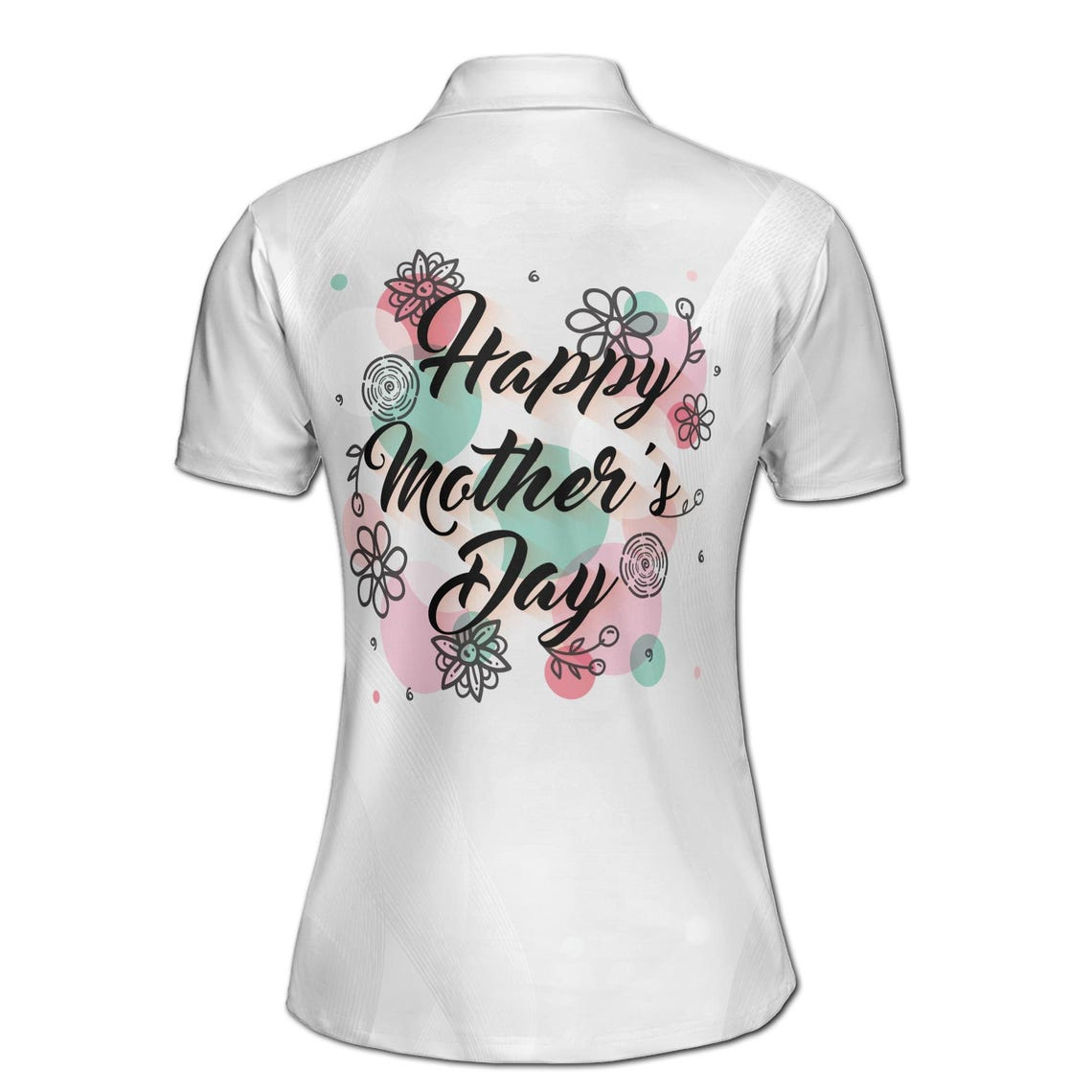 Customize Name Mom Baby Floral Pattern White Women's Polo Shirt (S-5XL)