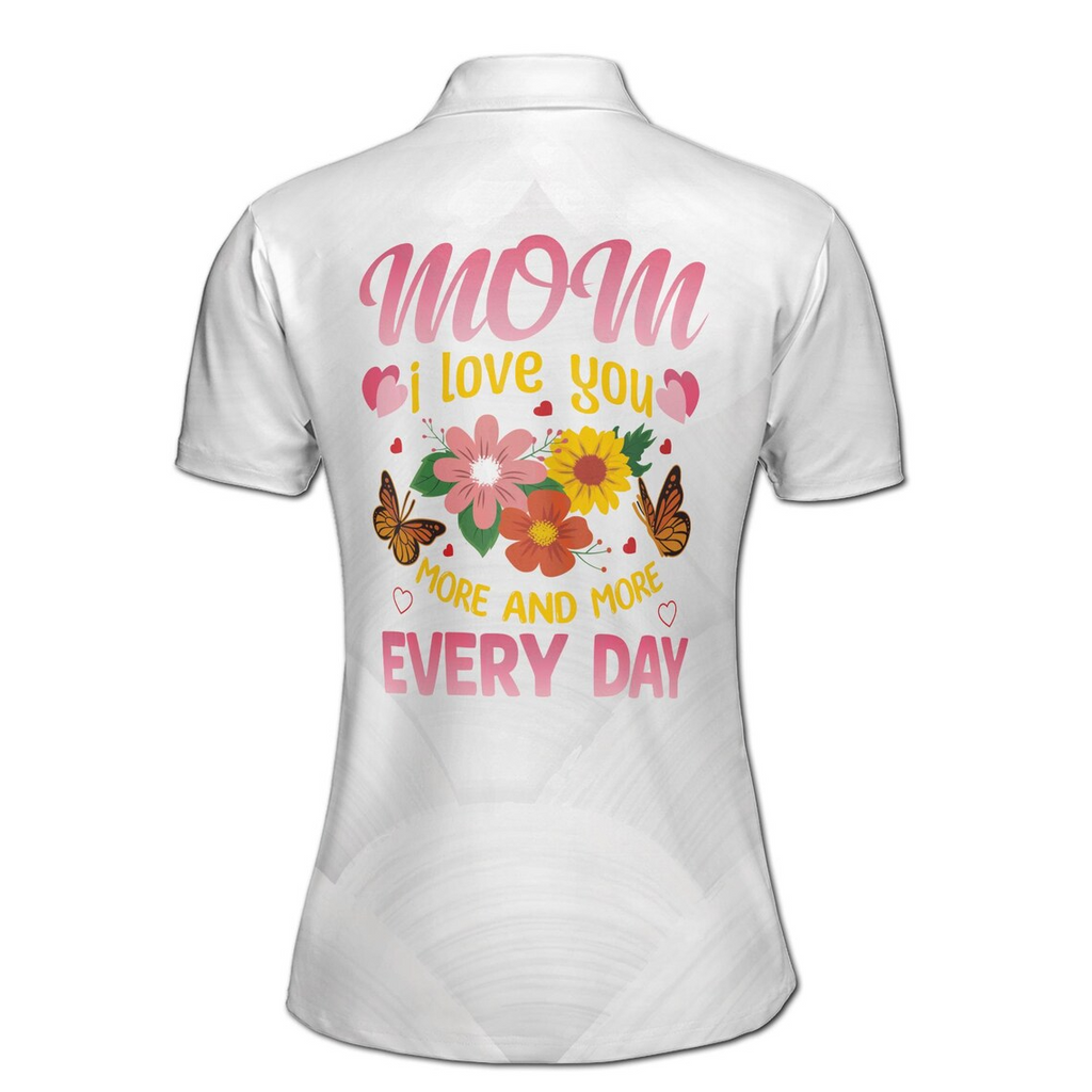 Custom Name Mom Polo Shirt: Mother & Child Floral Design