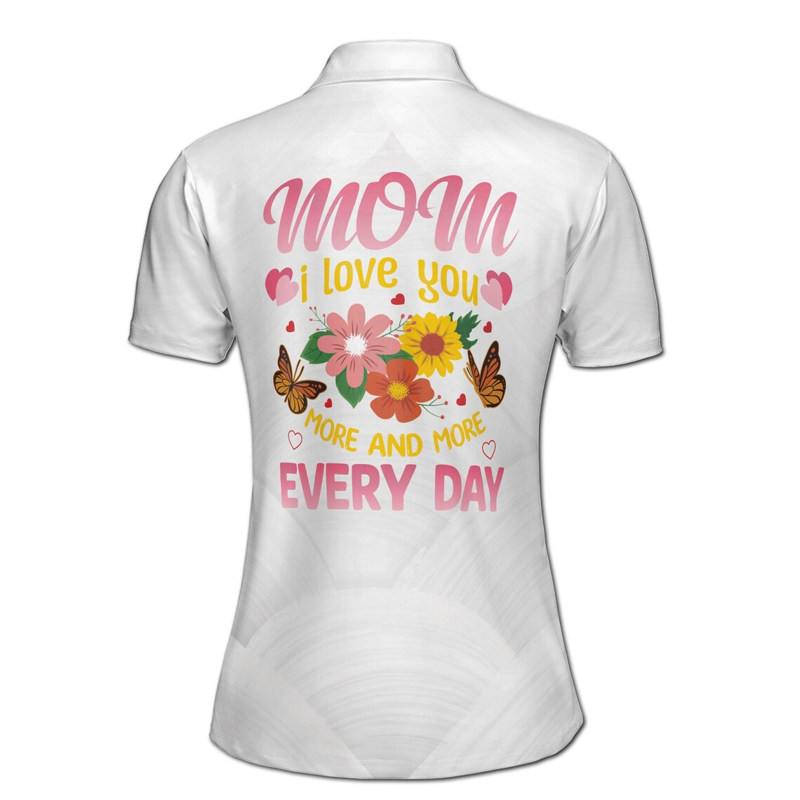 Custom Name Mom Polo Shirt: Mother & Child Floral Design