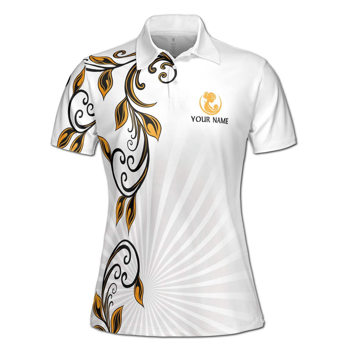 Customize Name Mom And Baby Vines Swirl Pattern White Women's Polo Shirt (S-5XL)