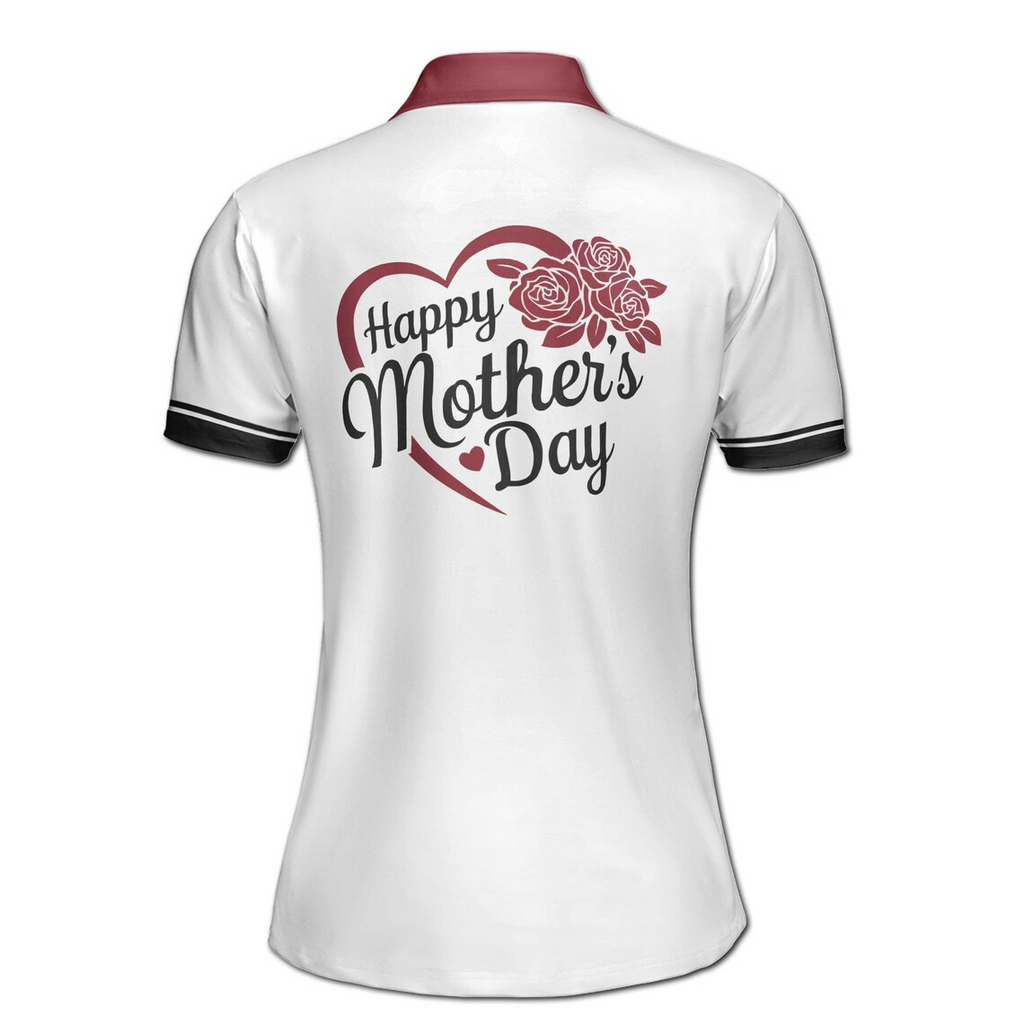 Customize Name Mom And Baby Floral Cascade Pattern White Women's Polo Shirt (S-5XL)