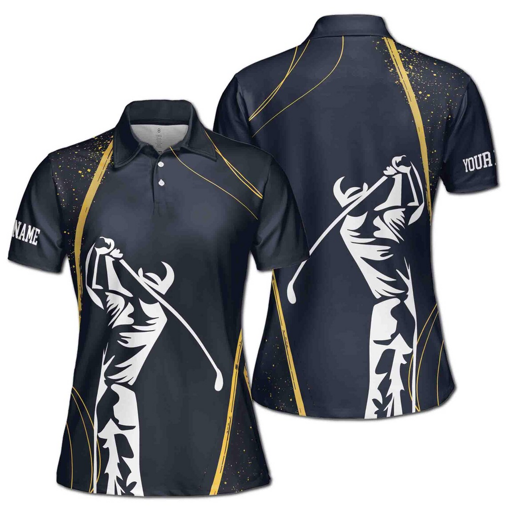 Customize Name Golf Player Black Women's Polo Shirt (S-5XL)
