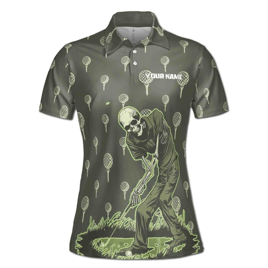 Customize Team Name Golf Skeleton Playing Golf Green Women's Polo Shirt (S-5XL)
