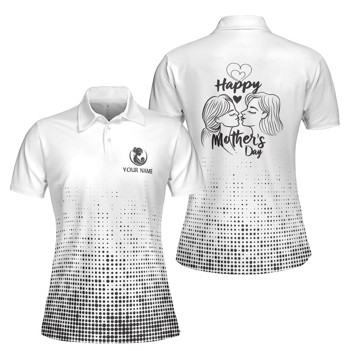 Customize Name Mother Daughter Baby Maternal Love White Women's Polo Shirt (S-5XL)